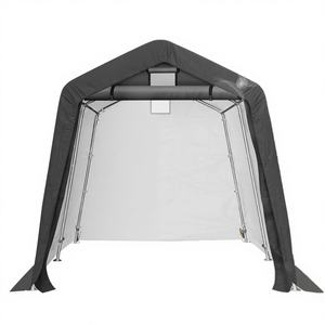 Abri de <span class=keywords><strong>garage</strong></span> portable robuste pour voitures, vélos, motos, VTT, structure en acier, bois traité sous pression, abri de rangement extérieur naturel - Product Image 3