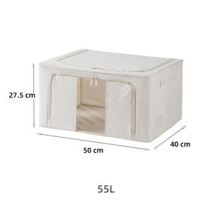 Organisateur de vêtements en tissu pliable portable 120L, anti-humidité, anti-poussière, double compartiment, tiroir intégré, boîte de rangement - Product Image 2