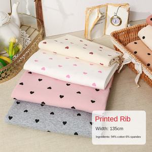 قماش محبوك مضلع لملابس الأطفال-g قطن سبانديكس مطبوع بقاعدة قطن ملون - Product Image 1