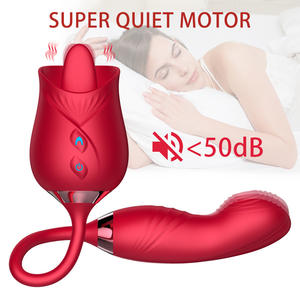 Vibratore a 10 Frequenze per Donne, Stimolatore per Capezzoli e Clitoride, Masturbatore Femminile, Dildo con Lingua Vibrante a Forma di Rosa - Product Image 4
