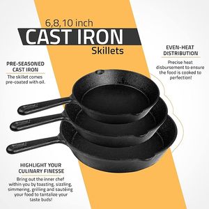 Sartén de hierro fundido para freír, reutilizable, duradero, antiadherente, juego de utensilios de cocina para alimentos grandes para el hogar, utensilios de cocina - Product Image 3