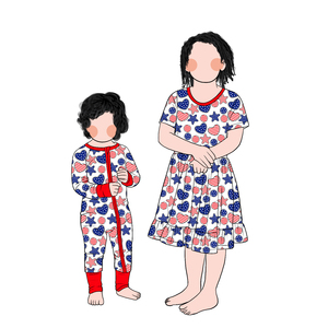 Fabricación de fábrica, venta al por mayor, fibra de proteína de leche, <span class=keywords><strong>el</strong></span> 4 de julio, mameluco para bebé, vestido a juego para niñas - Product Image 6