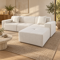 QINUO Vakuumkomprimiertes L-förmiges Sofa-Set mit Chaiselongue, modulares Ecksofa aus Stoff, rollverpackt im Karton