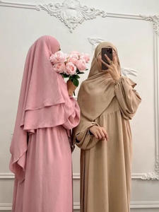 Vestido islámico ODM Abaya de algodón para mujer Khimar Crepe Jazz de 2 capas de alta calidad con hiyab para oración Jilbab - Product Image 2