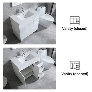 Custom Hides Handles Meuble Salle De Bain Piso PVC 810mm Vaidade Do Banheiro Armário Pavimento Montado Mobília Do Banheiro - Product Image 5