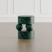 Table d'appoint en marbre multicolore personnalisée Sphère sculpturale Conception de base Cylindre artistique Table basse en marbre Table d'angle