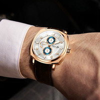 Montre mécanique automatique pour hommes, en cuir, en acier inoxydable, cadran carré, résistant à l'eau, cristal saphir