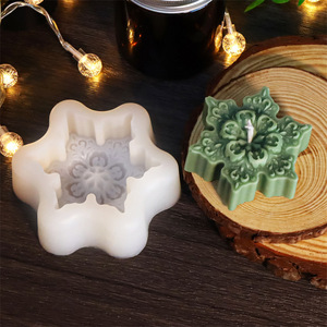 Moule en silicone flocon de neige de Noël pour bougies, gypse, résine époxy, <span class=keywords><strong>cire</strong></span> fondue, DIY, décoration intérieure - Product Image 4