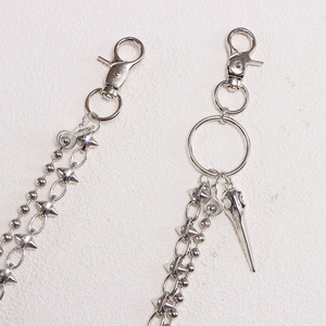 Chaîne de taille double couche cloutée pour homme Yueli en alliage de zinc, style hip-hop décontracté, avec pendentif tête d'oiseau et design à pointes - Product Image 3