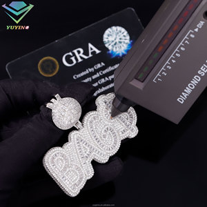 Pendentif personnalisé avec lettres gravées, dessins CAD imprimés, plaqué or, argent sterling 925, passe le testeur de diamants, moissanite VVS, cadeau - Product Image 6