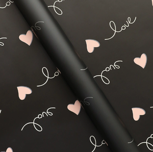 Papel de regalo impermeable al por mayor para el Día de San Valentín, en forma de corazón, negro, plástico, para empaquetar ramos de flores. - Product Image 1