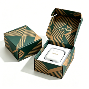OEM Custom Logo & Size Double Sides Printing Corrugated Mailer Box with <b>Paper</b> Insert for Wireless Earphones E-Commerce Wholesale - Product Image 1