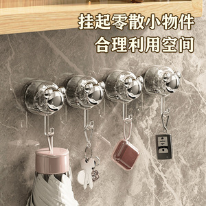 Suction Cup <b>Hook</b> Round Wall Mounted Punch Free Polished Finish For Bathroom <b>Kitchen</b> Toilet Storage Organizer - Product Image 5