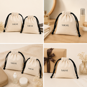 Sac à cordon en coton sergé, pochette en coton, sac de rangement, sac en tissu réutilisable, sac cadeau, sac d'emballage pour bijoux, petit organisateur - Product Image 3