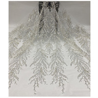 Perles en argent blanc dentelle bulle perlée cristal broderie paillettes dentelle pour robe de mariée brodé robe de mariée tissu