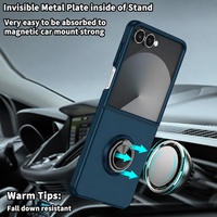 Casing Ponsel C0168 Anti Gores Desain Magnetik Ultra Tipis dengan Ring Stand untuk Samsung Galaxy Z Flip 8 7 6 5 4 3