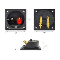 2 voies 57x57mm ABS Audio Copper Banana Socket Jack Binding Post Plug Wire Cup Speaker Terminal Box Plate Connector