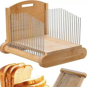 Trancheuse à pain en bois avec épaisseur réglable, planche à découper en bambou pour la cuisine - Product Image 1