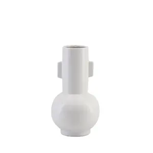 Chinese cylinder small white rustic design vase porcelain home decorating