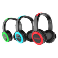 Auriculares Silenciosos para Discoteca, Auriculares Supraaurales de 3 Canales, Auriculares Estéreo con Bajos Profundos y Luces LED, Modelo Premium INDA RF770