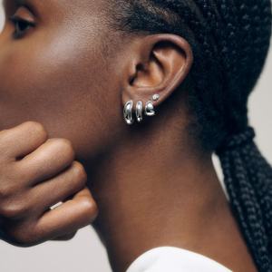 Pendientes Huggie cónicos para mujer de Plata de Ley 925 chapados en oro de 18 quilates, joyería gruesa al por mayor - Product Image 2