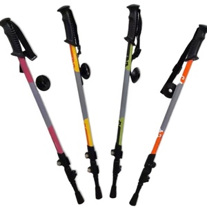 Bâton de randonnée pliable en 3 sections en alliage d'aluminium réglable avec poignée en EVA et embout en caoutchouc pour la randonnée - Product Image 1