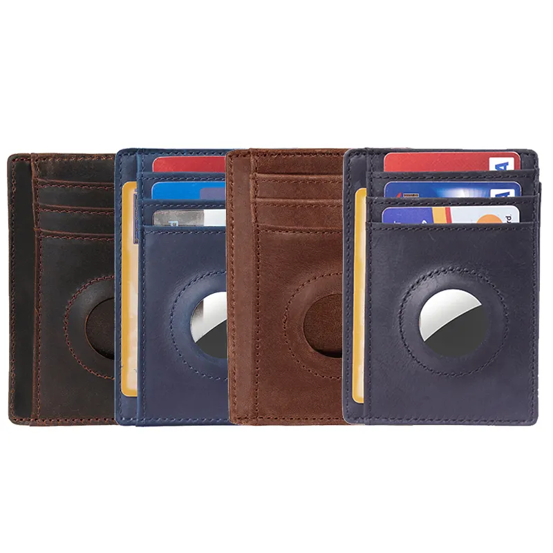 Wholesale Price Rfid Blocking Anti-theft Mens Wallet Genuine Leather Slim Find My Card Wallet For Airtag