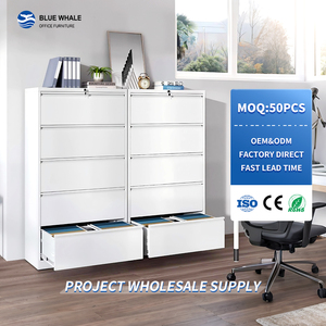Armoire de classement latérale en acier à 5 tiroirs blanche, mobilier de bureau pour l'organisation des dossiers - Product Image 1