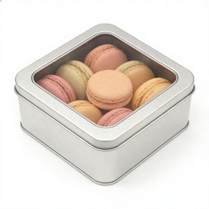 Boîte cadeau en métal personnalisée de qualité supérieure, emballage pour crème pâtissière aux fruits, pot argenté carré en étain avec fenêtre en PVC - Product Image 3