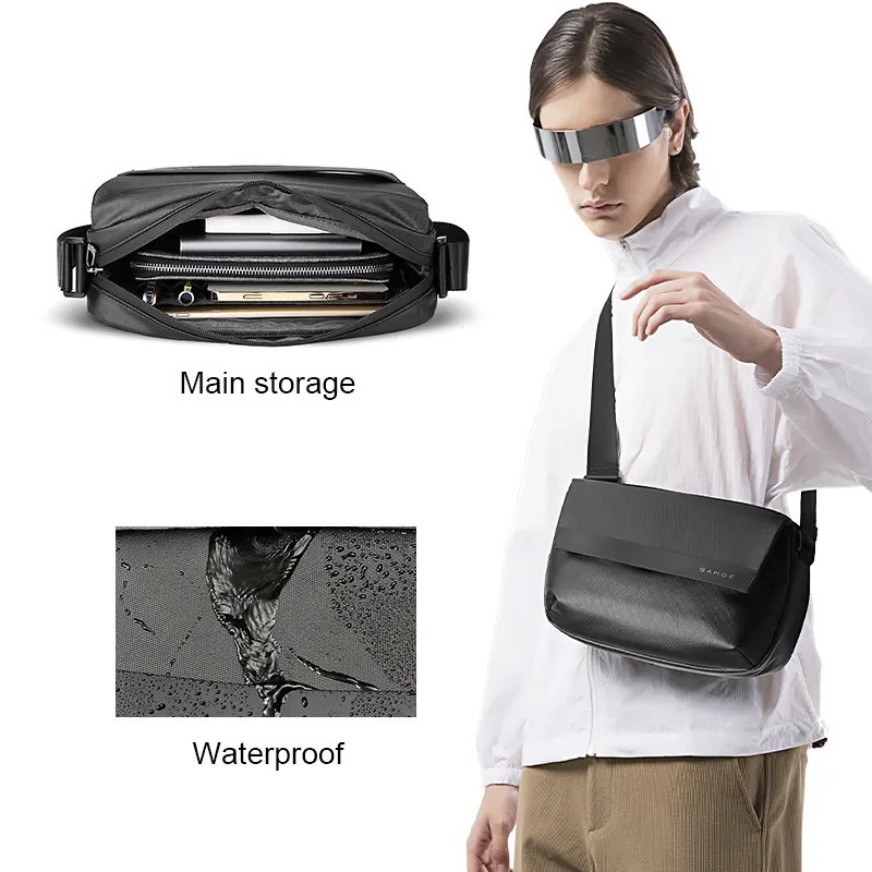 Custom logo promotional waterproof canvas crossbody messenger bag shoulder bag for men