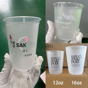 แก้วพลาสติก PP ใส ขนาด 90 มม. สำหรับเครื่องดื่มเย็น กาแฟเย็น น้ำมะนาว ชานมไข่มุก  แบบใช้ครั้งเดียว  พร้อมโลโก้งานแต่งงานตามสั่ง ปริมาตร 1 ลิตร - Product Image 3