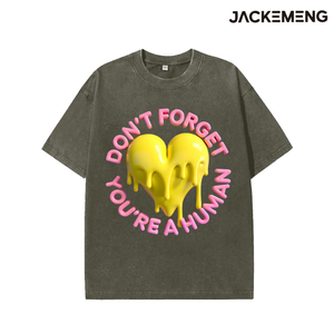 T-shirt Oversize in Cotone Lavato con Stampa 'Don't Forget You're A Human', Stile Retrò Streetwear, Abbigliamento Casual Quotidiano, Maglietta Disponibile nel Magazzino USA - Product Image 6