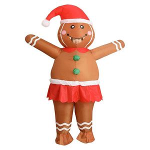 One Size Fits All Quick <b>Inflatable</b> Gingerbread Man Christmas Blow up <b>Costume</b> - Product Image 1