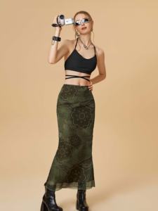 <span class=keywords><strong>Falda</strong></span> <span class=keywords><strong>Larga</strong></span> Vintage para Mujer, <span class=keywords><strong>Falda</strong></span> Casual de Moda Gótica con Abertura Trasera, Elástica, Ajustada y Plisada - Product Image 3