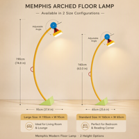 Lampe de table Memphis colorée, style rétro années 80, lampe de bureau pour chambre d'enfant, chambre à coucher, salon, décoration intérieure, bleu multicolore, courbée