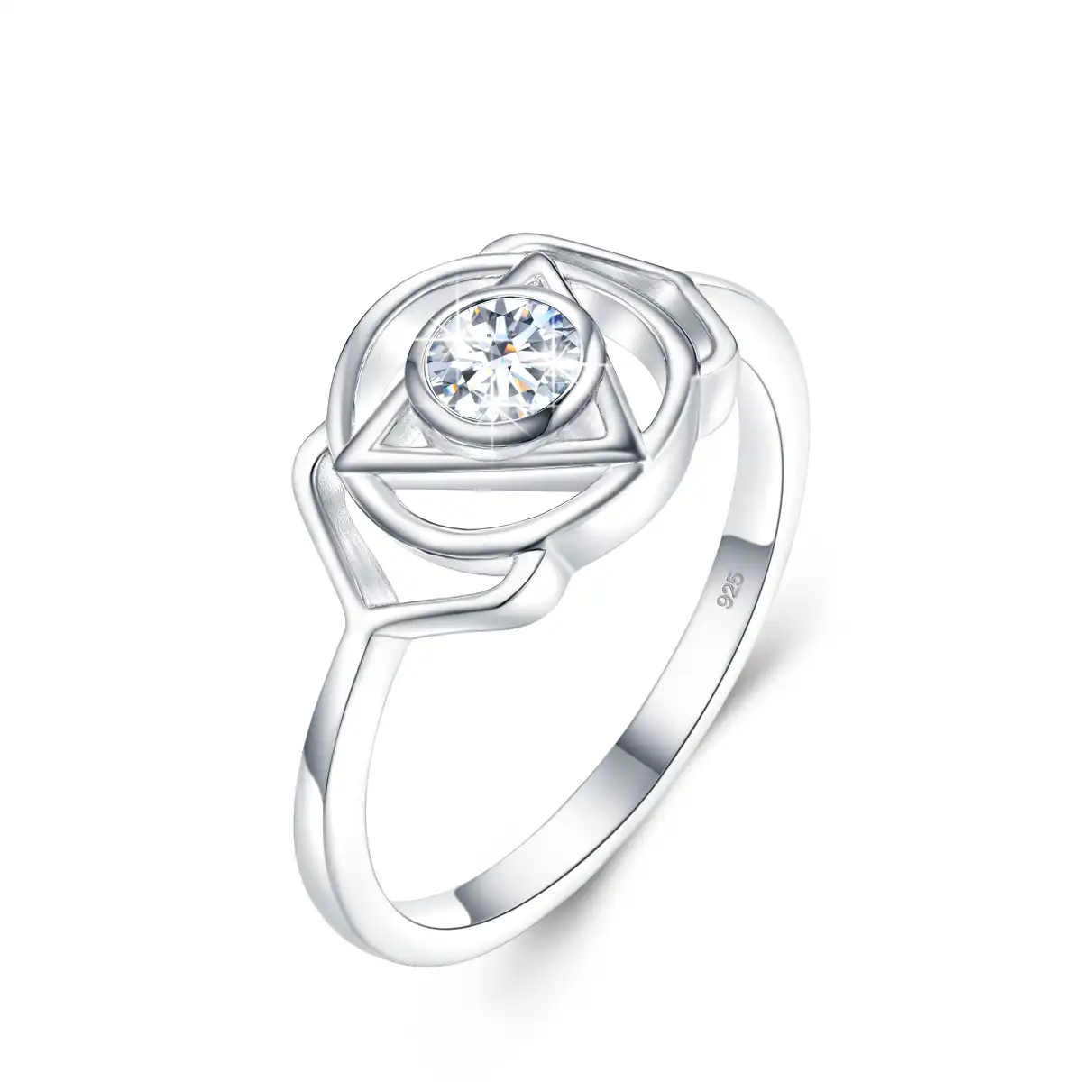 Exquisite yoga jewelry eye of freemasonry designer style anel prata 925 wedding engagement 0.3 carat moissanite jewelry ring