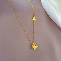 Collier pendentif papillon en acier inoxydable de haute qualité étanche colliers papillon en or 18 carats cadeau de bijoux à la mode pour les femmes