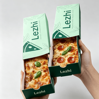 Boîte à pizza coulissante rectangulaire de 25 cm avec logo personnalisé, écologique, pour une seule part, à emporter, emballage pour la restauration rapide