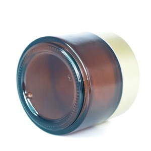 120ml 4oz Containers Amber Dark Brown Glass Cream Jars with Matte Gold Plastic Lid for Face Cream Body <b>Scrub</b> Bath Salt - Product Image 4