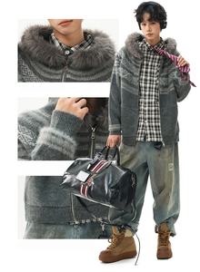 Cárdigan Unisex Grueso y Transpirable con Diseño Fair Isle, Bloques de Color, Estilo Vintage para Parejas, Holgado, Abierto por Delante, Tejido Acogedor para Invierno, Ropa Urbana - Product Image 3