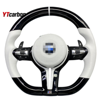 YTcarbon pour 5 6 X5 X6 E70 E71 E72 E60 E63 E64 F10 F12 F15 F85 F16 F86 Accessoires de voiture Volant en cuir noir brillant personnalisé