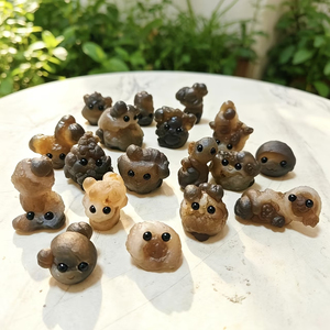 Figurine d'animal en pierre de cristal mignonne en agate naturelle d'Égypte, mini panda sculpté, ornement de bureau en cristal de guérison, cadeau en gros - Product Image 4