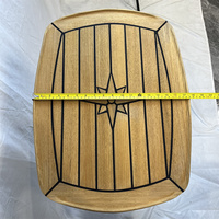 Plateau de table en teck en forme de baril 450x600mm, 17,7x23,6 pouces, incrustation étoile, pour bateau, yacht, caravane TH4560