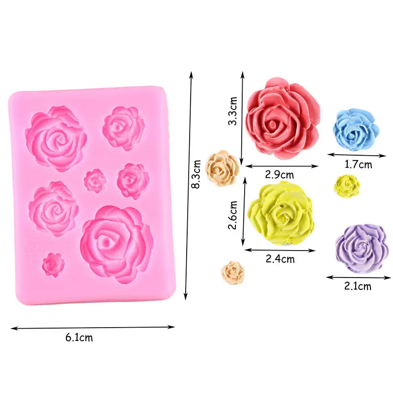 HelloWorld grande mediano y pequeño con 3D flor Rosa molde de silicona DIY molde de jabón hecho a mano accesorios de cocina