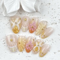 Faux Ongles à Presser en Gros, Forme Amande, 30 Pièces, Motif Océan Sirène, Fleur 3D, Étoile de Mer, Coquillage, Ongles Artificiels de Luxe en Gros