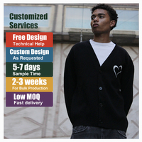 Maßgefertigter Herren-Pullover Langarm Strick-Jacquard-Cardigan V-Ausschnitt Herrenbekleidung 100% Wolle Gestrickte Pullover für Männer