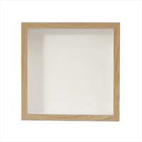 Bingkai Kotak Bayangan Persegi 15x15cm MDF Akrilik Transparan Depan 3cm Kedalaman Slot Bukaan Atas Gaya Sederhana Pemasangan Dinding Putih