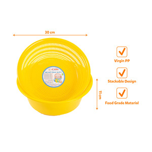 ตะกร้ากรองน้ำแบบพับได้ ทนทาน ปลอดสาร BPA ชุดอ่างพลาสติกพร้อมฝาปิด สำหรับล้าง สะเด็ดน้ำ และล้างผักผลไม้ - Product Image 2