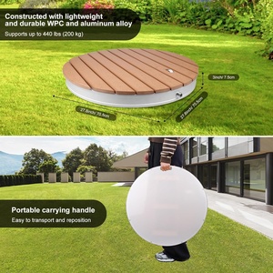 Douche de jardin KANGRUN WPC, douche au sol, douche extérieure pour <span class=keywords><strong>piscine</strong></span>, camping, sauna, lavage de chien, marron, ronde - Product Image 5