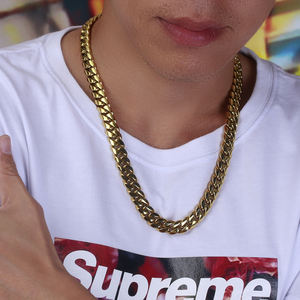 Joyería Hip Hop para Hombre y Mujer de 12 mm, 10 mm y 8 mm, Pulsera de Cadena de Eslabones Cubanos de Acero Inoxidable Chapado en Oro Real de 18k y Collar de Eslabones Cubanos - Product Image 2